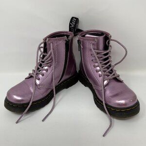 USED - Dr. Martens Girl's Toddler Size 10 Pink Metallic Zip-up/Lace-up Boots